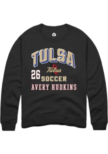 Avery Hudkins Rally Mens Black Tulsa Golden Hurricane NIL Arch Logo Player Crew