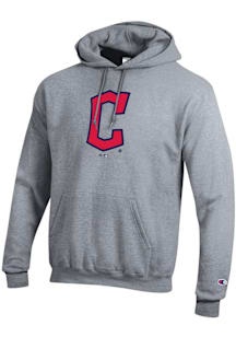 Champion Cleveland Guardians Mens Grey Powerblend Long Sleeve Hoodie
