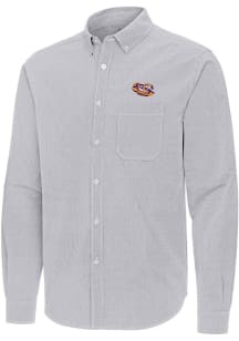 Antigua LSU Tigers Mens Ash Tigers Eye Porter Long Sleeve Dress Shirt