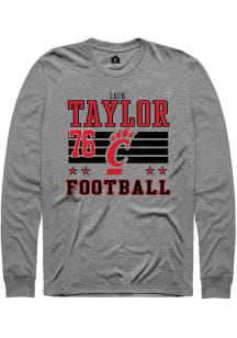 Zach Taylor Mens Grey Cincinnati Bearcats NIL Striped Long Sleeve Player T Shirt