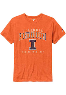 Illinois Fighting Illini Orange Victory Falls Puff Arch Mascot Short Sleeve Fashion T Shirt