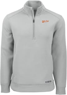 Cutter and Buck Idaho State Bengals Mens Ash Vault Roam Long Sleeve Qtr Zip Pullover