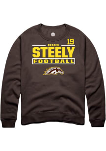 Braden Steely Rally Mens Brown Western Michigan Broncos NIL Stacked Box Player Crew