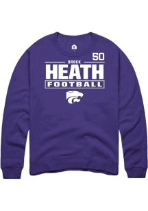 Brock Heath Rally Mens Purple K-State Wildcats NIL Stacked Box Player Crew