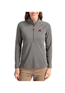 Cutter and Buck Miami RedHawks Womens Graphite Adapt Eco Qtr Zip Pullover