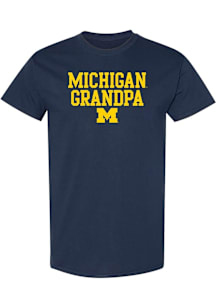 Michigan Wolverines Navy Blue Basic Block Grandpa Short Sleeve T Shirt