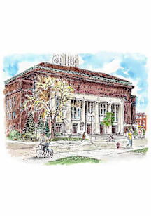 Ann Arbor Hill Auditorium Illustration Card - Blue