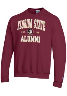 Champion Florida State Seminoles Mens Red Est Alumni Powerblend Long Sleeve Crew Sweatshirt