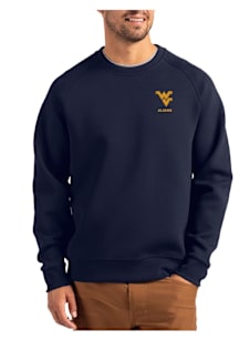 Cutter and Buck West Virginia Mountaineers Mens Navy Blue Alumni Roam Long Sleeve Crew Sweatshirt