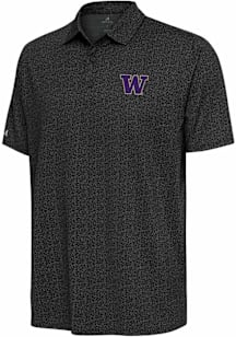 Antigua Washington Huskies Mens Charcoal Blooming Short Sleeve Polo