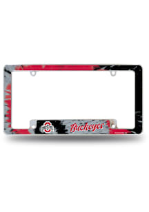 Ohio State Buckeyes Tie Dye All Over Chrome License Plate Frame - White