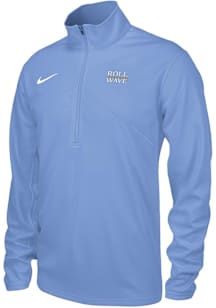 Nike Tulane Green Wave Mens Light Blue Wordmark Drift Training Long Sleeve Qtr Zip Pullover