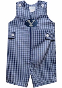Vive La Fete BYU Cougars Baby Blue Gingham Overalls