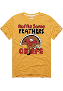 Homage Kansas City Chiefs Gold Ruffle Some Feathers Short Sleeve Fashion T Shirt