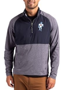 Cutter and Buck Tennessee Titans Mens Navy Blue Historic Adapt Eco Hybrid Long Sleeve Qtr Zip Pull..