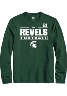 Tracy Revels Mens Green Michigan State Spartans NIL Stacked Box Long Sleeve Player T Shirt