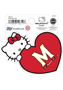 Maryland Terrapins Hello Kitty Heart Stickers - Red
