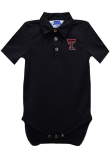 Vive La Fete Texas Tech Red Raiders Baby Black Team Short Sleeve One Piece Polo