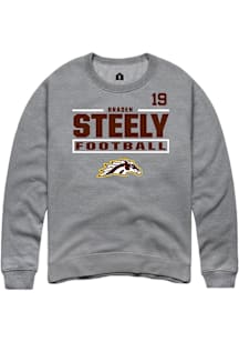 Braden Steely Rally Mens Grey Western Michigan Broncos NIL Stacked Box Player Crew