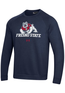 Under Armour Fresno State Bulldogs Mens Blue Rival Long Sleeve Crew Sweatshirt