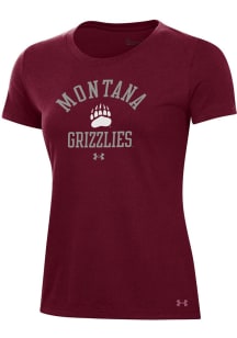 Under Armour Montana Grizzlies Womens Red Performance Short Sleeve T-Shirt