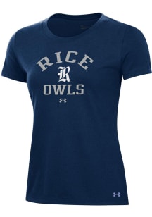 Under Armour Rice Owls Womens Blue Performance Short Sleeve T-Shirt