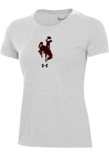 Under Armour Wyoming Cowboys Womens Grey Performance Short Sleeve T-Shirt