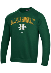 Under Armour Cal Poly Humboldt Lumberjacks Mens Green Rival Long Sleeve Crew Sweatshirt