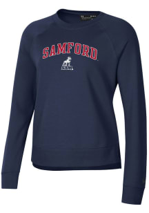 Under Armour Samford University Bulldogs Womens Blue Rival Crew Sweatshirt