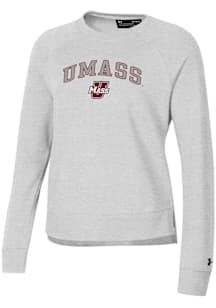 Under Armour Massachusetts Minutemen Womens Silver Rival Crew Sweatshirt