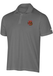 Under Armour Cornell Big Red Mens Grey Tech Mesh Short Sleeve Polo