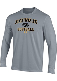 Under Armour Iowa Hawkeyes Grey Softball Performance Long Sleeve T Shirt