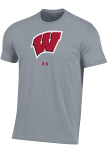 Under Armour Wisconsin Badgers Grey Performance Design Short Sleeve T Shirt