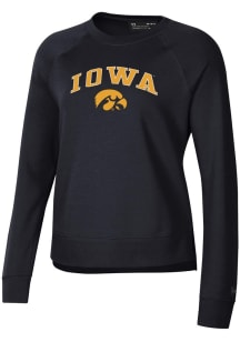 Womens Iowa Hawkeyes Black Under Armour Rival Crew Sweatshirt