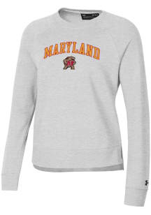 Under Armour Maryland Terrapins Womens Silver Rival Crew Sweatshirt