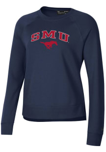 Under Armour SMU Mustangs Womens Blue Rival Crew Sweatshirt