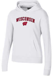 Womens Wisconsin Badgers White Under Armour Rival Hooded Sweatshirt