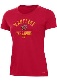 Under Armour Maryland Terrapins Womens Red Performance Short Sleeve T-Shirt