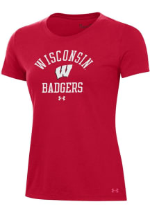 Wisconsin Badgers Red Under Armour Performance Short Sleeve T-Shirt