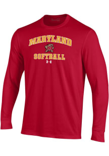 Mens Maryland Terrapins Red Under Armour Softball Performance Tee