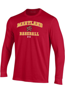 Mens Maryland Terrapins Red Under Armour Baseball Performance Tee