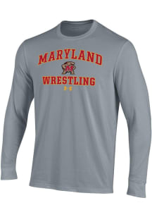 Mens Maryland Terrapins Grey Under Armour Wrestling Performance Tee