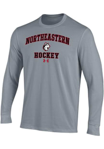 Under Armour Northeastern Huskies Grey Hockey Performance Long Sleeve T Shirt