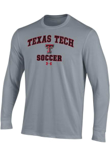 Under Armour Texas Tech Red Raiders Grey Soccer Performance Long Sleeve T Shirt