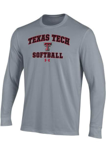 Under Armour Texas Tech Red Raiders Grey Softball Performance Long Sleeve T Shirt