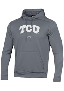 Under Armour TCU Horned Frogs Mens Grey White Letter Fleece Hood