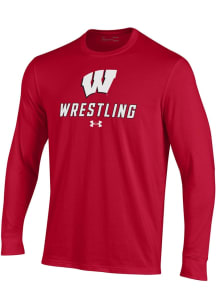 Mens Wisconsin Badgers Red Under Armour Performance Design Tee