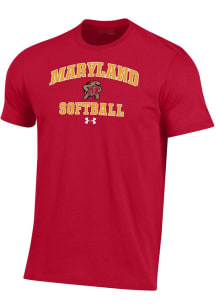 Maryland Terrapins Red Under Armour Softball Performance Short Sleeve T Shirt