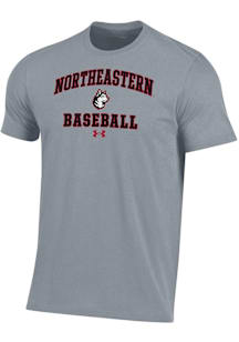 Under Armour Northeastern Huskies Grey Baseball Performance Short Sleeve T Shirt
