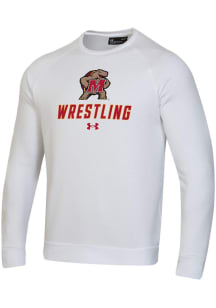 Mens Maryland Terrapins White Under Armour Rival Crew Sweatshirt